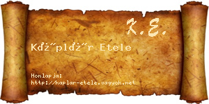 Káplár Etele névjegykártya